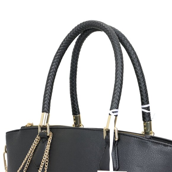 Black Faux Leather Purse and Coin Purse 2 in 1 Set Tote Cross Body Shoulder Bag - Picture 8 of 12